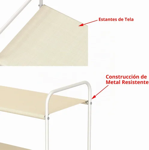Vista 5 de Simple Houseware Almacenamiento de armario de 3 niveles con 2 cajones, color beige