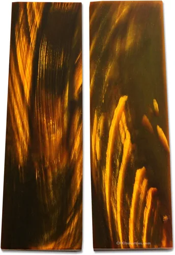 Vista 34 de Báscula de mango de cuerno de búfalo (corteza) - (Amber/Black) - (3.50 x 1.125 x 0.187)