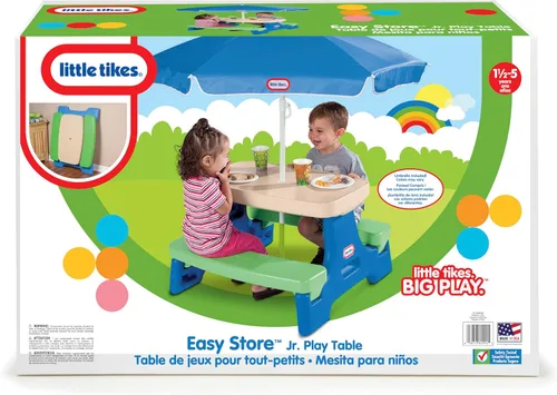 Vista 7 de Little Tikes Mesa de picnic con paraguas fácil de guardar, Multicolor