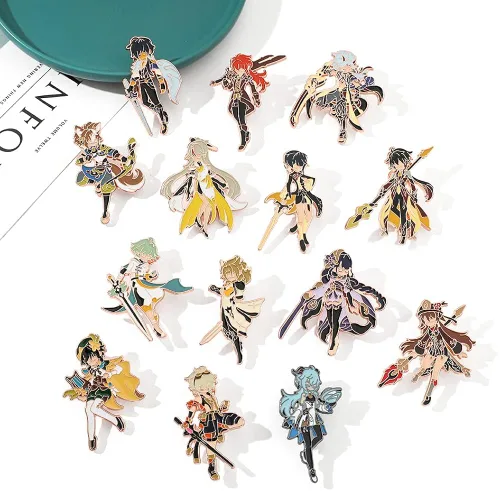 Vista 6 de Genshin Impact Pins Set Hutao, Xiao, Keqing, Beelzebul - Broches esmaltados para solapa, regalo para hombres y mujeres, accesorios de mochila