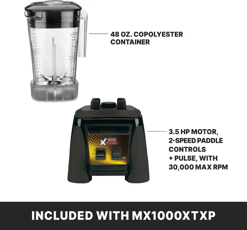 Vista 3 de Licuadora Waring Comercial MX1000XTXP de 3,5 CV con interruptores de paleta, función de pulso y un recipiente de copoliéster libre de BPA de 48