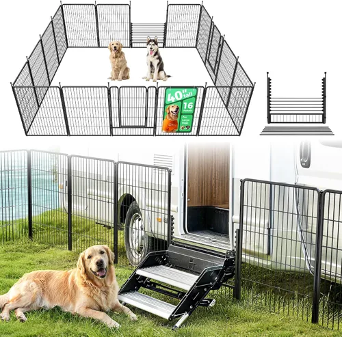 Vista 81 de FXW Rollick - Corralito para perros para patio, campamento con casa rodante, patentado, 24 pulgadas, 2 paneles Fácil instalación, resistente