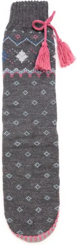 Vista 2 de MUK LUKS Calcetines tipo pantufla para mujer, Gris oscuro (Dark Grey Heather)