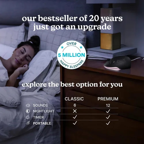 Vista 5 de Homedics Sleep Better - Máquina de sonido portátil, luz nocturna, 12 sonidos relajantes incluyendo ruido blanco, lluvia y tormenta eléctrica, diseño