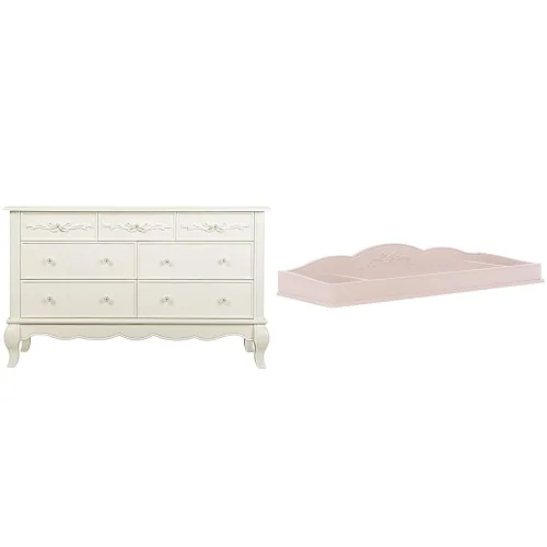 Vista 9 de Evolur Aurora - Cómoda de 54 x 20.3 x 34 pulgadas con bandeja cambiadora, rosa polvoriento Rosa (Dusty Rose)