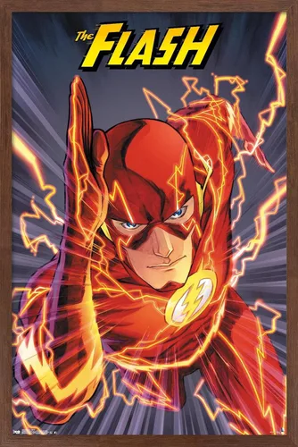Vista 10 de Trends International DC Comics The Flash - Póster de pared de velocidad, 22.4 pulgadas de largo x 14.7 pulgadas, versión enmarcada de madera