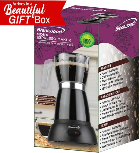 Vista 7 de Brentwood TS-119BK Máquina eléctrica inalámbrica de 550 vatios para café expreso, 6 porciones (negro)