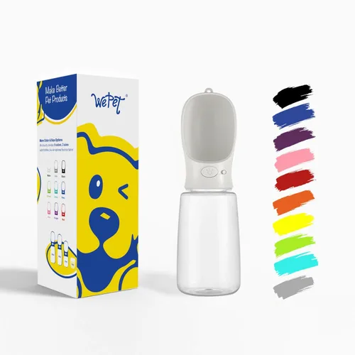 Vista 13 de WePet Botella de agua portátil para perros, 12 onzas, dispensador de agua para cachorros a prueba de fugas con alimentador de bebida para mascotas