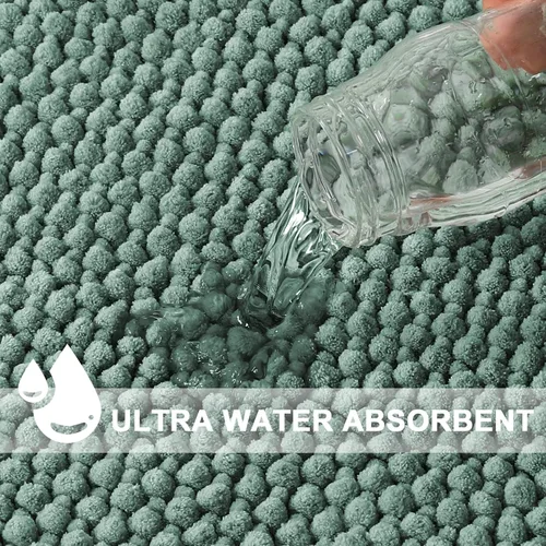 Vista 3 de Turquoize Alfombras de baño de felpilla antideslizante para baño, 17 x 24 pulgadas, extra suaves y absorbentes, lavables a máquina, perfectas