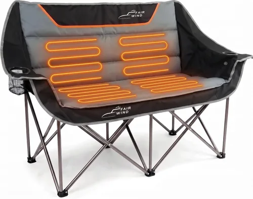 Vista 12 de FAIR WIND Silla de Camping Completamente Acolchada de Gran Tamaño Sofá Plegable de Dos Plazas Sofá de Campamento Silla Doble Duo Silla de Brazo