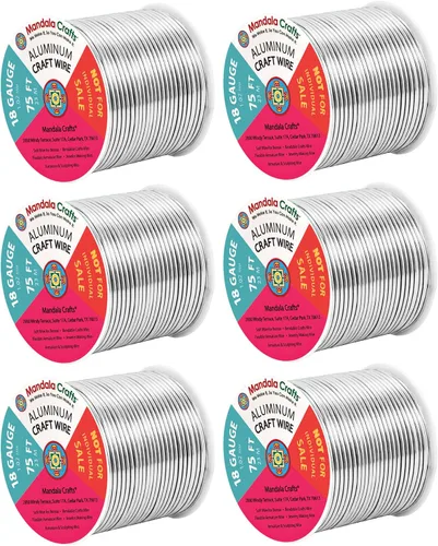 Vista 92 de Mandala Crafts - Alambre de aluminio anodizado de calibre 22 para hacer joyas - 137.2 m de alambre flexible surtido y coloreado - Doble para bonsái
