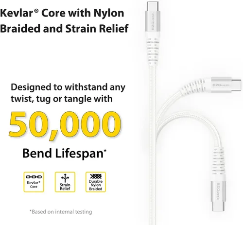 Vista 7 de Cargador USB C de 65 W - 1 puerto USB-C, 1 puerto USB-A, con cable de carga de 6.6 ft - Bloque de carga rápida PD - Pared del cargador GAN