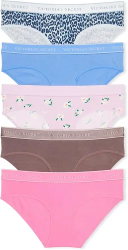 Vista 9 de Victoria's Secret Ropa interior hipster de algodón con logotipo para mujer, bragas de cobertura moderada para mujer, paquete múltiple (XS-XXL)