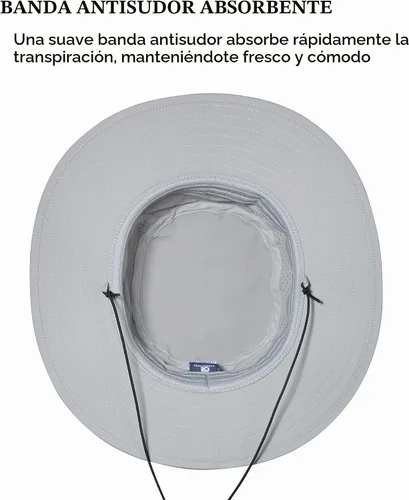 Vista 7 de GADIEMKENSD Sombrero de cubo UPF 50+, transpirable y de secado rápido, correa resistente al viento, unisex para actividades al aire libre Gris