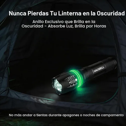 Vista 3 de HAUSBELL Linterna de 2000 lúmenes, paquete de 2 luces LED tácticas súper T8 Negro 2Pack