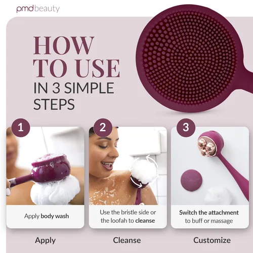 Vista 5 de PMD Beauty Clean Body - Elecrtic Smart Cleansing Device with Silicone Brush & Three Interchangeable Attachments to Cleanse, Exfoliate, & Massage Body