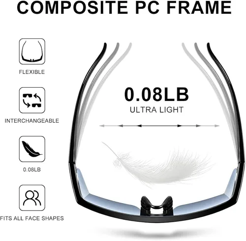 Vista 5 de ZHA ZHA Oversize Cycling Glasses Kit, Extra Large UV400 Polarized Sports Sunglasses with 4 Interchangeable Lenses