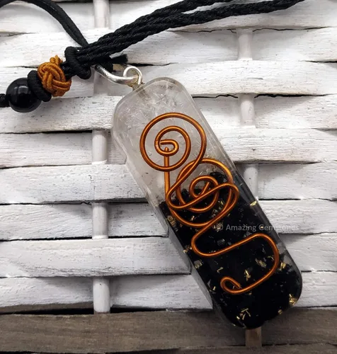 Vista 5 de Amazing Gemstone Orgone - Collar con colgante curativo para hombres y mujeres con cordón ajustable, Gema