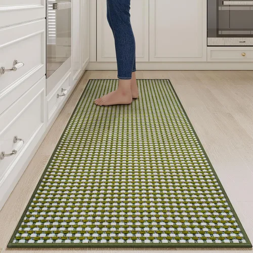 Vista 24 de YDKGL Alfombras de cocina antideslizantes y lavables, color negro, 17 x 30
