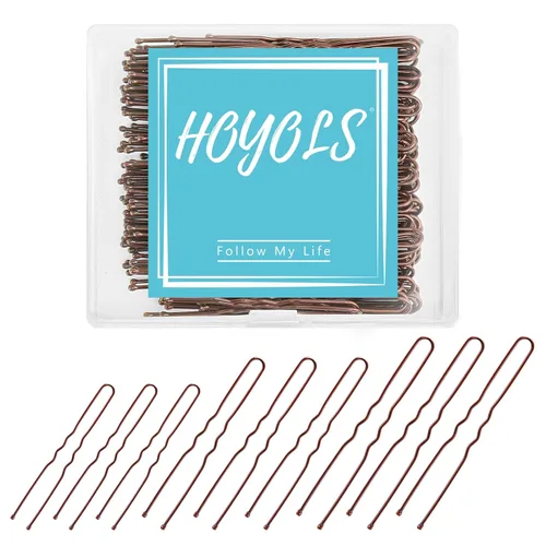 Vista 9 de HOYOLS Alfileres de pelo en forma de U, varios tamaños, clips de metal de sujeción segura, diseño prensado con puntas de bola para mujeres y niñas