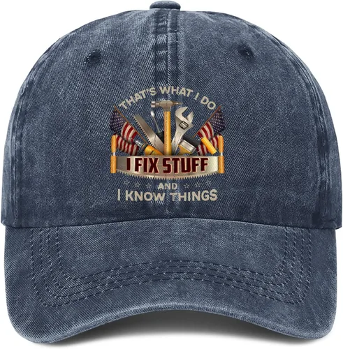 Vista 6 de I Fix Stuff and Know Things - Sombrero para hombre, That's What I Do Hat, I Fix Stuff Hat, I Fix Things and I Know Stuff Hat 1 (negro)