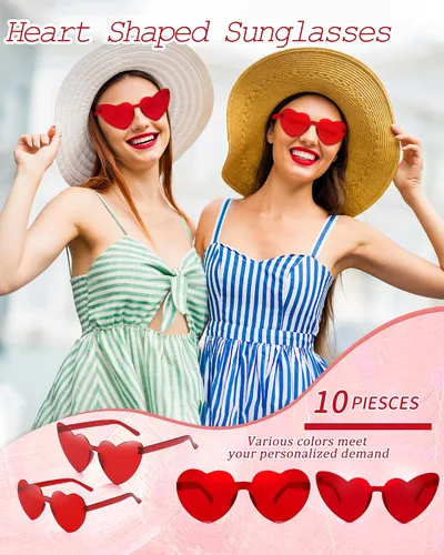 Vista 2 de Salfboy Gafas de sol de corazón para mujer, color caramelo, gafas de sol de despedida de soltera regalos de fiesta