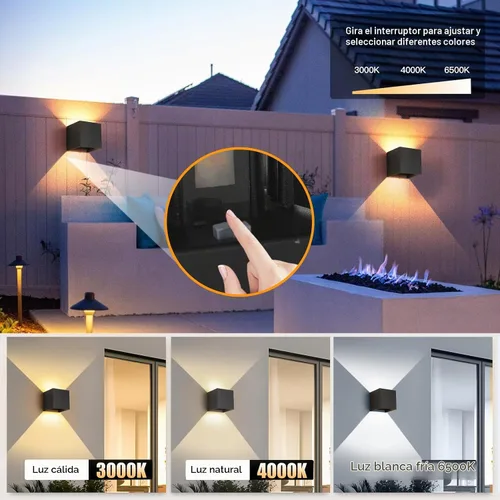 Vista 3 de Lámparas de pared LED 15W al aire libre/interior 3 colores ajustable lámpara de pared IP65 impermeable aplique de pared exterior moderno iluminación