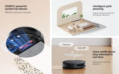Vista 2 de Xiaomi Robot Vacuum E10C, potente ventilador de succión de 3500Pa, combinación de múltiples sensores, control de aplicaciones, tanque de agua