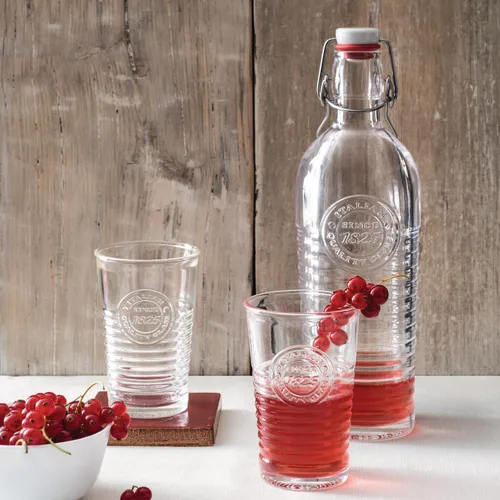 Vista 5 de Bormioli - Botella de agua Rocco Officina, 37.25 onzas, jarra de vidrio italiana, sello hermético y abrazadera de metal, asa fácil de transportar