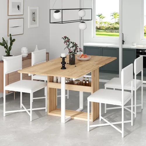 Vista 14 de VilroCaz Juego de mesa de comedor de 7 piezas con marco de metal y escritorio de mármol sintético, juego de mesa de cocina compacto con silla