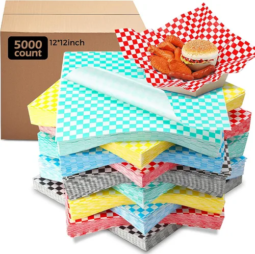 Vista 10 de Sieral - 5000 hojas de papel a cuadros de 12 x 12 pulgadas, forros para cestas de alimentos y papeles de cera para envolver sándwiches, resistentes