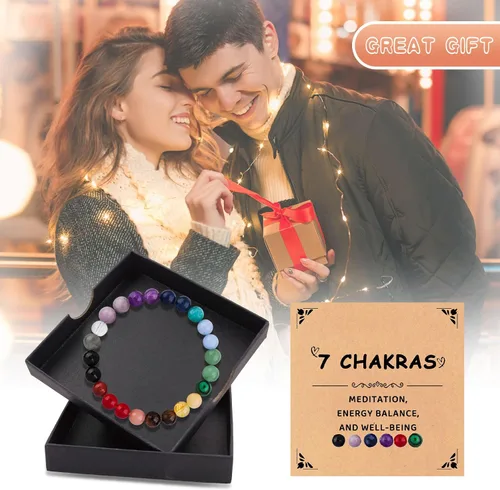 Vista 7 de Pulsera de la suerte y protección, pulsera de cristal curativo de 0.315 in, pulsera de yoga para aliviar el estrés y la ansiedad trae regalo