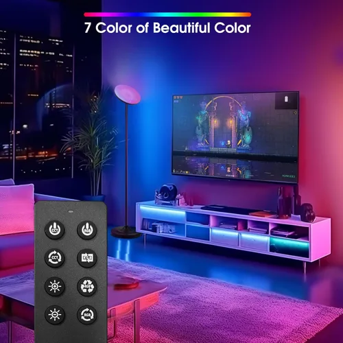 Vista 2 de hanaking Lámpara de pie brillante de 30W/2600LM con control remoto, lámpara de pie Torchiere que cambia de color RGB, ajuste continuo