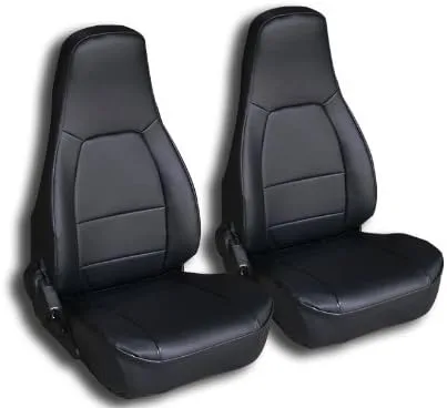 Vista 8 de Iggee Diseñado para Mazda Miata 1990-1997 de cuero artificial, ajuste personalizado, 2 fundas de asiento delantero (par) (beige)
