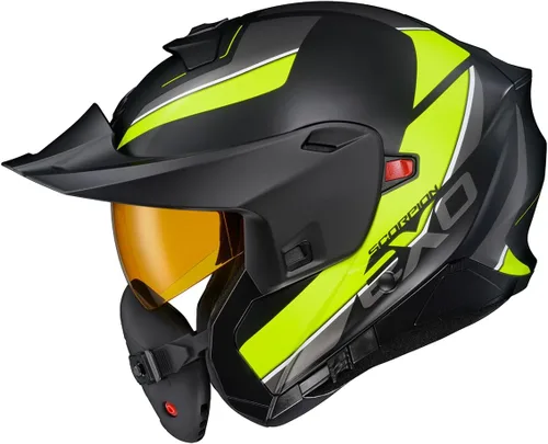 Vista 8 de ScorpionEXO GT930 - Casco modular para moto de nieve de aventura en clima frío, escudo de doble panel con caja de respiración y módulo de bolsillos