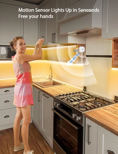 Vista 5 de MATICOD Luces con sensor de movimiento para interiores debajo de la cama, tira de luz LED RGB con control de aplicación, luces nocturnas
