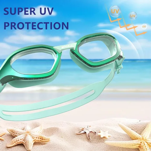 Vista 4 de Whale Gafas de natación para adultos, 100% UV y antivaho - Sello de silicona ultra suave para hombres y mujeres