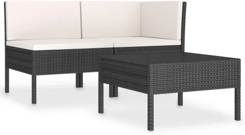 Vista 11 de 3-Piece Modular Outdoor PE Rattan Garden Sofa Set, Brown