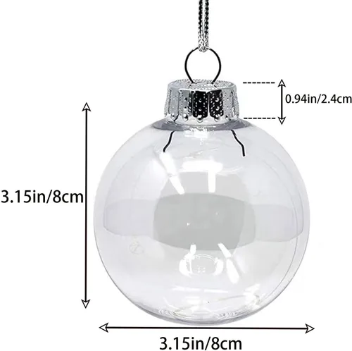 Vista 2 de 10 bolas de adorno transparentes de Navidad, bolas decorativas de plástico rellenables colgantes, decoraciones de bolas de Navidad transparentes