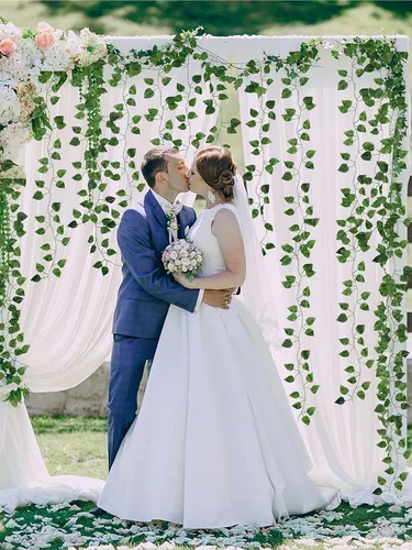 Vista 6 de Kalolary Guirnalda de hiedra artificial de 258 pies, 36 hebras, hojas, vides, plantas, plantas falsas para colgar para boda, lienzo de fondo, arco