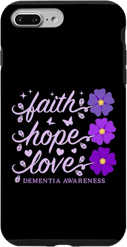 Vista 9 de Funda de flores moradas para iPhone 14 Faith Hope Love Demencia Alzheimer's Awareness