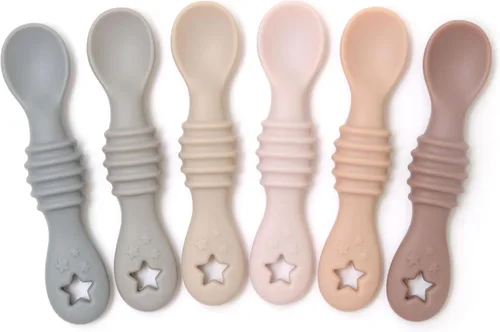 Vista 8 de PrimaStella Cucharas de silicona para bebés de 6 piezas, cucharas para bebés de primera etapa, cuchara de entrenamiento para bebés de punta suave