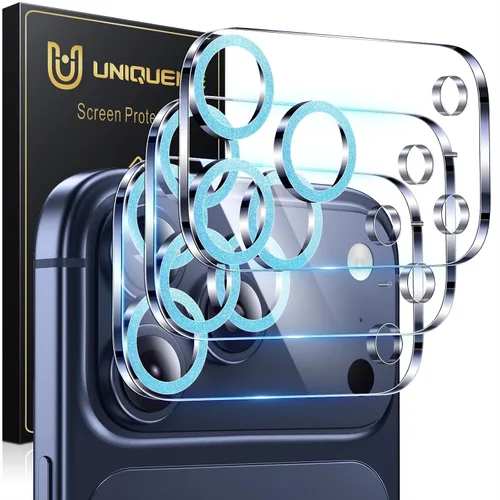 Vista 73 de UniqueMe para Paquete de 3 Protectores de Lente de Cámara para iPhone 15 Pro/iPhone 15 Pro Max, [Protección contra Caídas] [Compatible con Fundas]