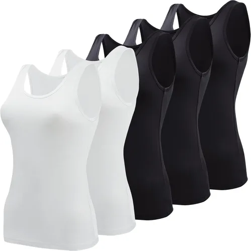 Vista 11 de BQTQ 5 piezas de camisetas sin mangas para mujer, camisetas sin mangas Negro