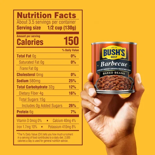 Vista 2 de BUSH'S BEST Frijoles horneados enlatados de 16 onzas, fuente de proteína y fibra a base de plantas, bajos en grasa, sin gluten, (paquete de 12)