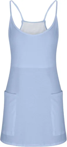 Vista 4 de HTHLVMD Vestido de tenis para mujer 2023, vestido corto de entrenamiento de verano con pantalones cortos, sin mangas, tirantes delgados, vestidos