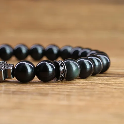 Vista 4 de COAI Hamsa - Pulsera de piedra de protección de mano para hombres y mujeres, Piedra