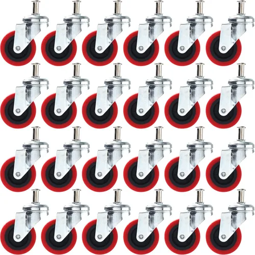 Vista 6 de Paquete de 4 Ruedas Giratorias Resistentes de 2.5 Pulgadas para Carrito de Servicio Creeper Taburete con Montaje en Poste