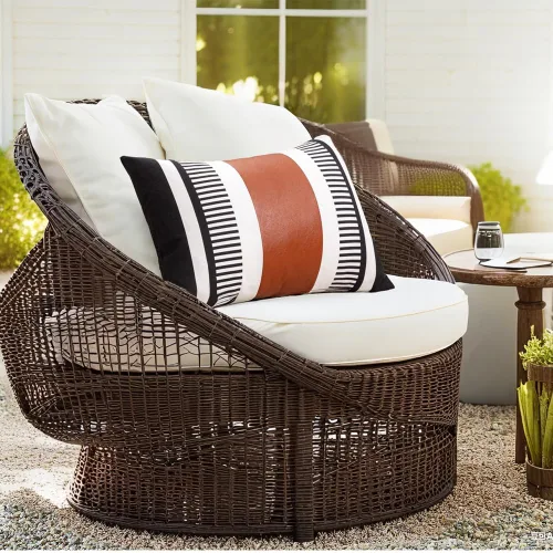 Vista 2 de Fundas de Almohadas Decorativas Estilo Granja - Fundas de Almohadas Decorativas de Cuero para Sofá de Sala de Estar con Rayas Tribales Funda