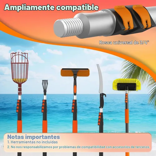 Vista 7 de Buyplus Cambiador de bombilla de alcance de 18.5 pies para techos altos con poste de extensión telescópico de 3 a 12.5 pies, extensión de poste